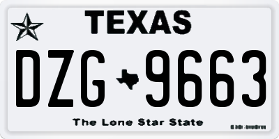 TX license plate DZG9663