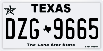 TX license plate DZG9665