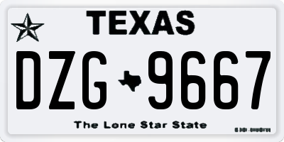 TX license plate DZG9667