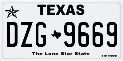 TX license plate DZG9669