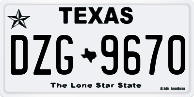 TX license plate DZG9670