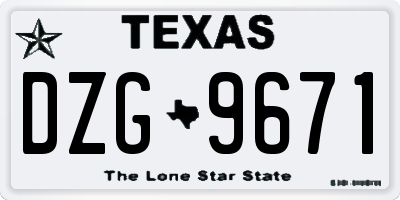 TX license plate DZG9671
