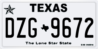 TX license plate DZG9672