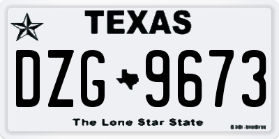 TX license plate DZG9673