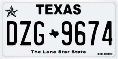 TX license plate DZG9674