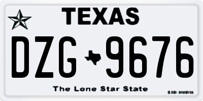 TX license plate DZG9676