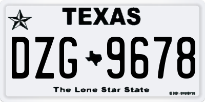 TX license plate DZG9678