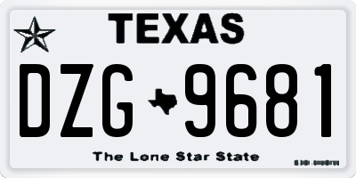 TX license plate DZG9681