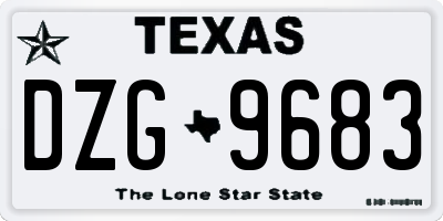 TX license plate DZG9683