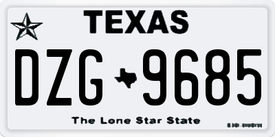 TX license plate DZG9685