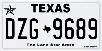 TX license plate DZG9689