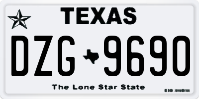 TX license plate DZG9690