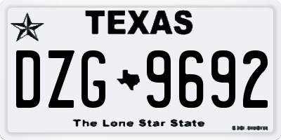 TX license plate DZG9692