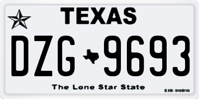 TX license plate DZG9693
