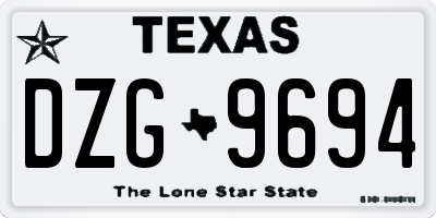 TX license plate DZG9694