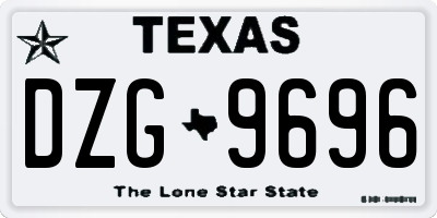 TX license plate DZG9696