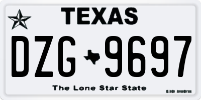TX license plate DZG9697