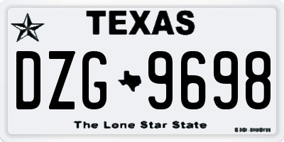 TX license plate DZG9698