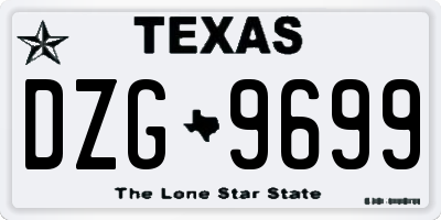 TX license plate DZG9699