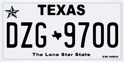 TX license plate DZG9700
