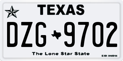 TX license plate DZG9702