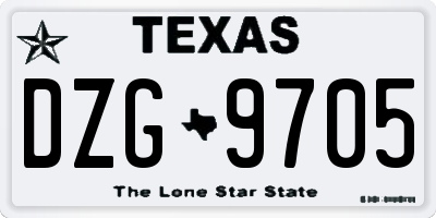 TX license plate DZG9705