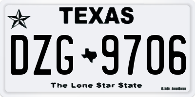 TX license plate DZG9706
