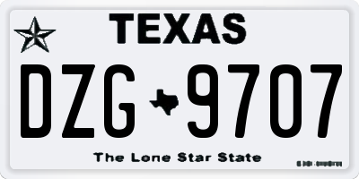 TX license plate DZG9707