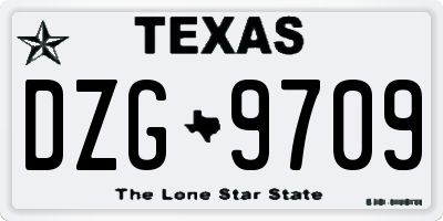 TX license plate DZG9709