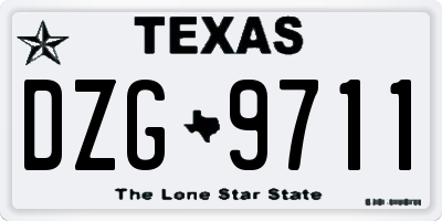 TX license plate DZG9711