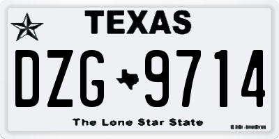 TX license plate DZG9714