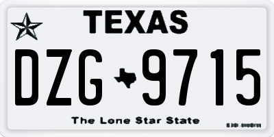TX license plate DZG9715