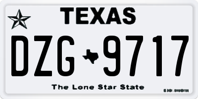 TX license plate DZG9717