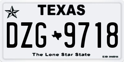 TX license plate DZG9718