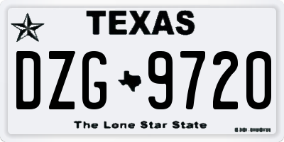 TX license plate DZG9720