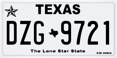 TX license plate DZG9721