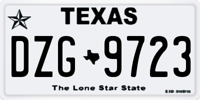TX license plate DZG9723