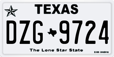 TX license plate DZG9724