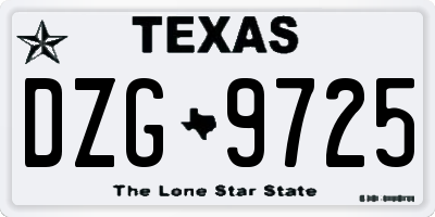 TX license plate DZG9725