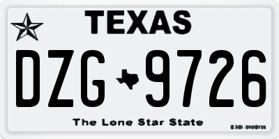 TX license plate DZG9726