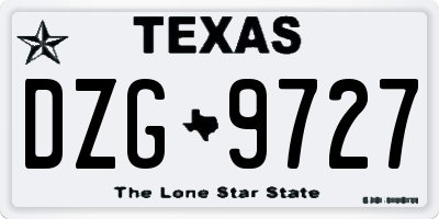 TX license plate DZG9727