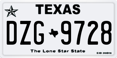 TX license plate DZG9728