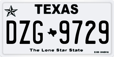TX license plate DZG9729