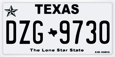 TX license plate DZG9730