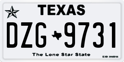 TX license plate DZG9731