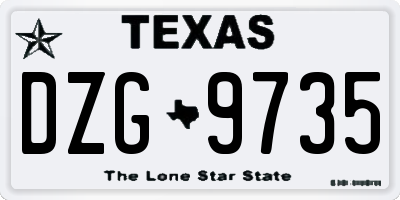TX license plate DZG9735