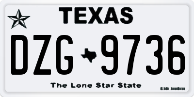 TX license plate DZG9736