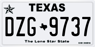 TX license plate DZG9737