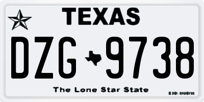 TX license plate DZG9738
