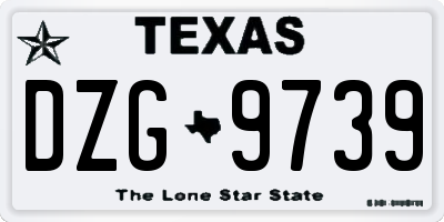 TX license plate DZG9739